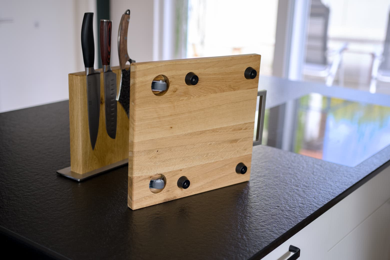 Handgefertigtes Gleitbrett aus Holz für Thermomix TM31,TM5,TM6,TM7 - Küchengeräteroller - Küchenhelfer aus Massivholz