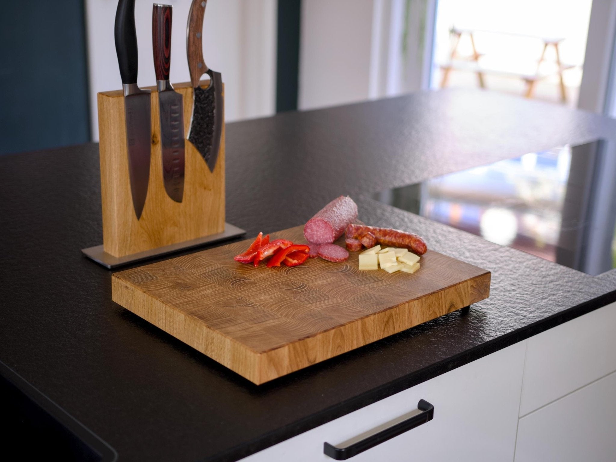 Eichen Stirnholz Schneidbrett - Premium Holz Schneidbrett - Zusatzoption - Echtholz Manufaktur Thunig